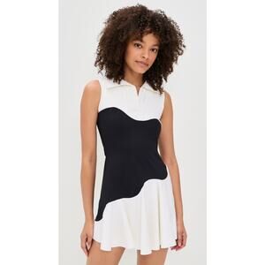 Port De Bras White Black Wave Dress Athletic Mini Dress Size Small